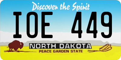 ND license plate IOE449