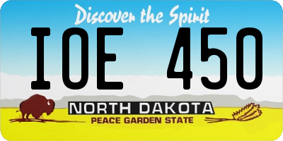 ND license plate IOE450