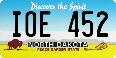 ND license plate IOE452