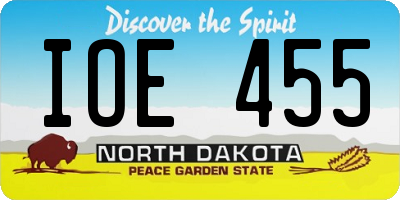 ND license plate IOE455
