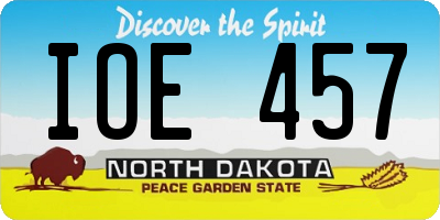 ND license plate IOE457