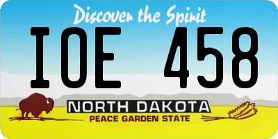 ND license plate IOE458