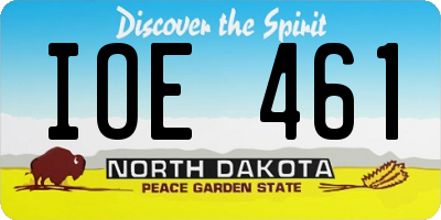 ND license plate IOE461
