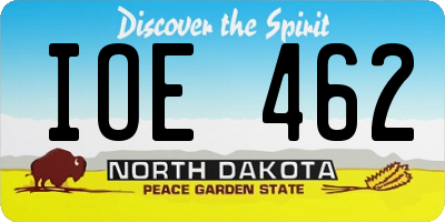 ND license plate IOE462