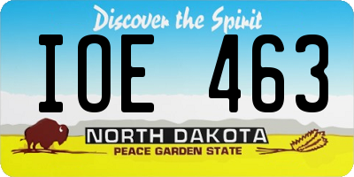 ND license plate IOE463