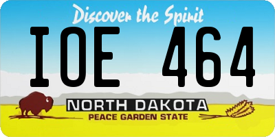 ND license plate IOE464