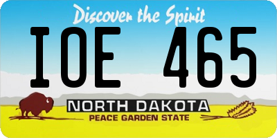 ND license plate IOE465