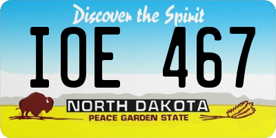 ND license plate IOE467