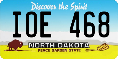 ND license plate IOE468