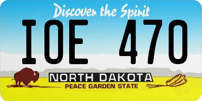 ND license plate IOE470