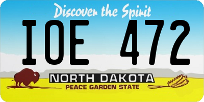 ND license plate IOE472