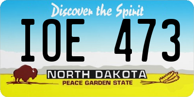 ND license plate IOE473