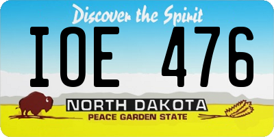 ND license plate IOE476