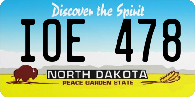 ND license plate IOE478