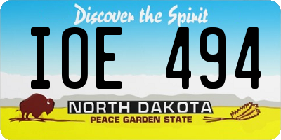 ND license plate IOE494