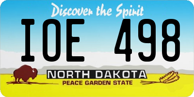 ND license plate IOE498
