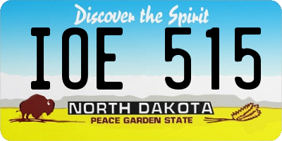 ND license plate IOE515
