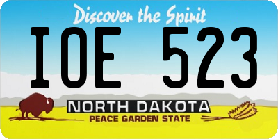 ND license plate IOE523