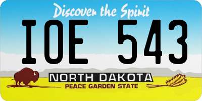 ND license plate IOE543
