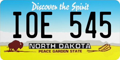 ND license plate IOE545