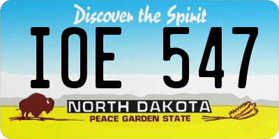 ND license plate IOE547