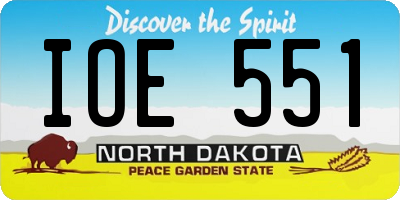 ND license plate IOE551
