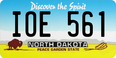 ND license plate IOE561