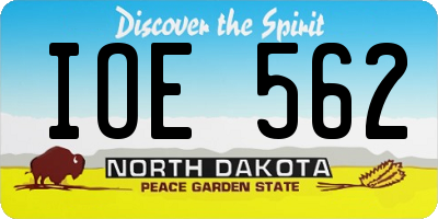 ND license plate IOE562