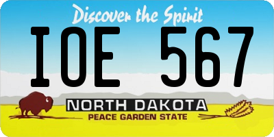 ND license plate IOE567