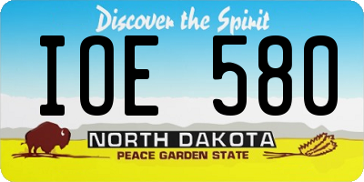 ND license plate IOE580