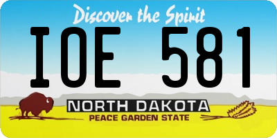 ND license plate IOE581