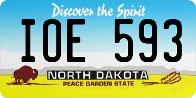 ND license plate IOE593