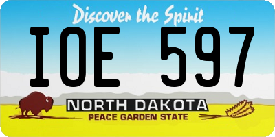 ND license plate IOE597
