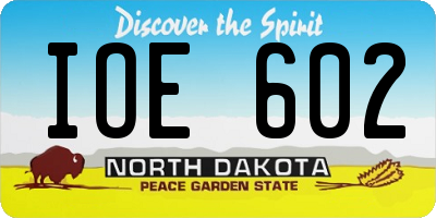 ND license plate IOE602