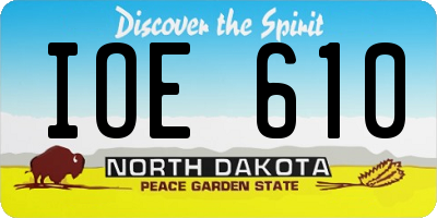 ND license plate IOE610