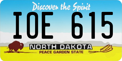ND license plate IOE615