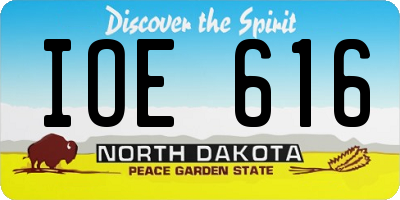 ND license plate IOE616
