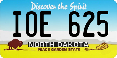 ND license plate IOE625