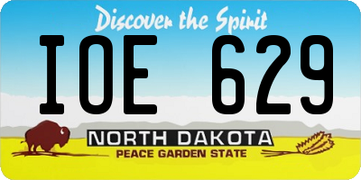 ND license plate IOE629