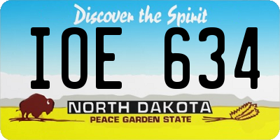 ND license plate IOE634