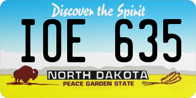ND license plate IOE635