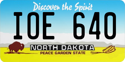 ND license plate IOE640