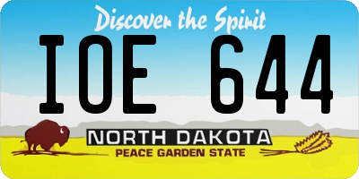 ND license plate IOE644