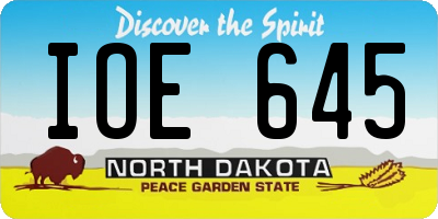 ND license plate IOE645