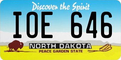 ND license plate IOE646