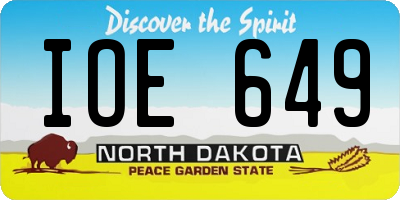 ND license plate IOE649