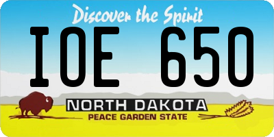 ND license plate IOE650