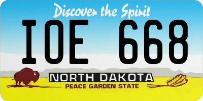 ND license plate IOE668