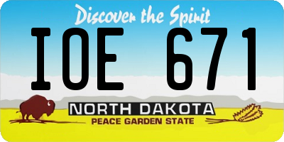 ND license plate IOE671