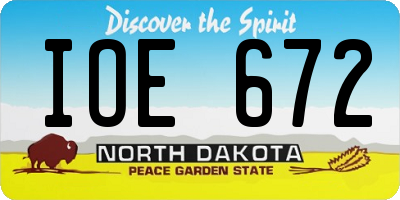 ND license plate IOE672